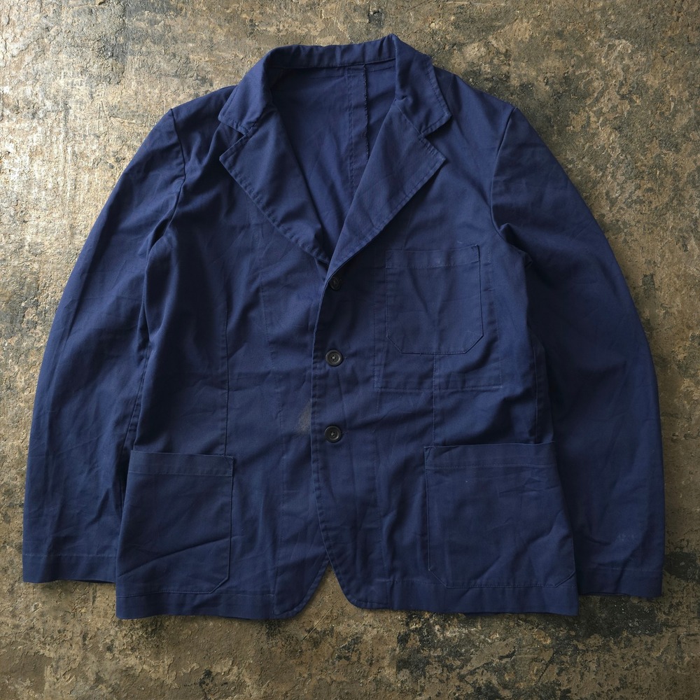 Vintage 1980s Blue Workwear Chore Jacket Made in France French Chore Coat